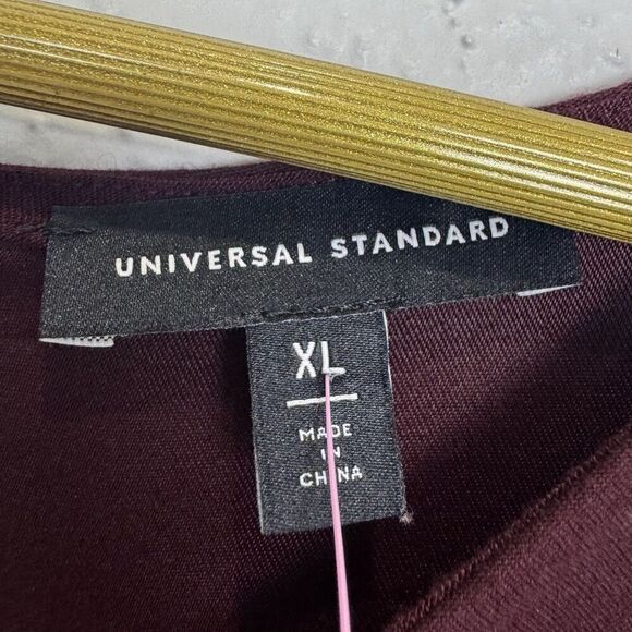 Universal Standard Avenir Double Luxe Satin Short Sleeve Dress Burgundy XL 26/28 - Picture 9 of 10